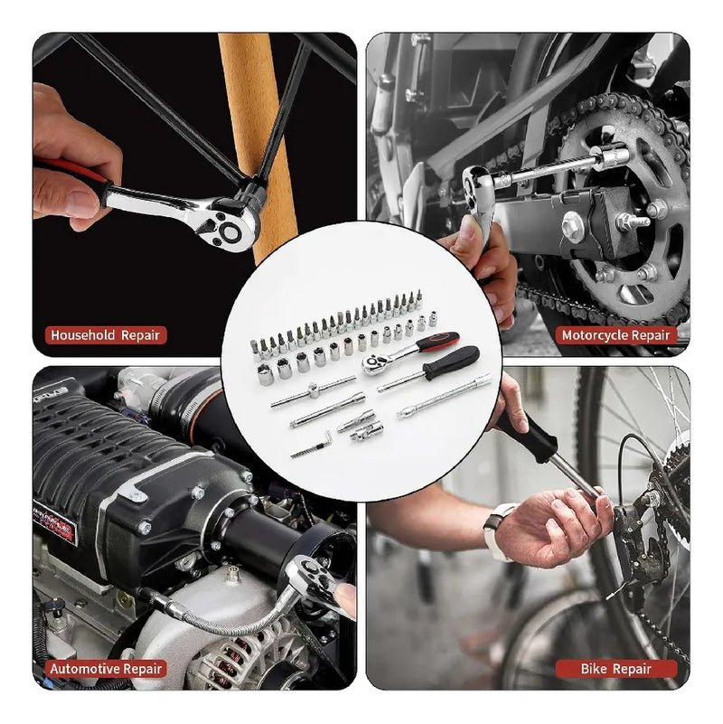 🧰 Caja de Llaves de Tubo 46 Piezas 🔧 – Kit Completo, Duradero y Listo para Cualquier Trabajo